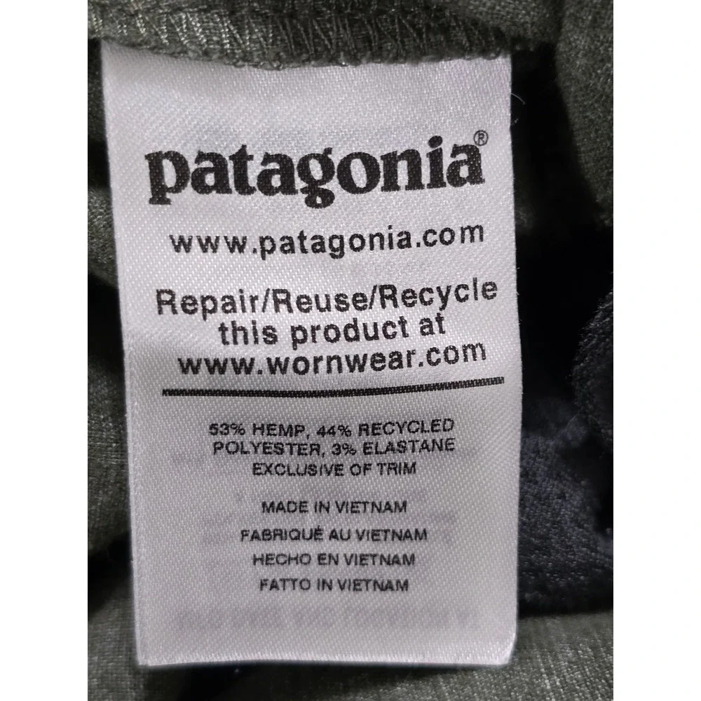 Patagonia Hampi Rock Pants Mens 30 Green Hemp Recycled Polyester Climbing Hiking